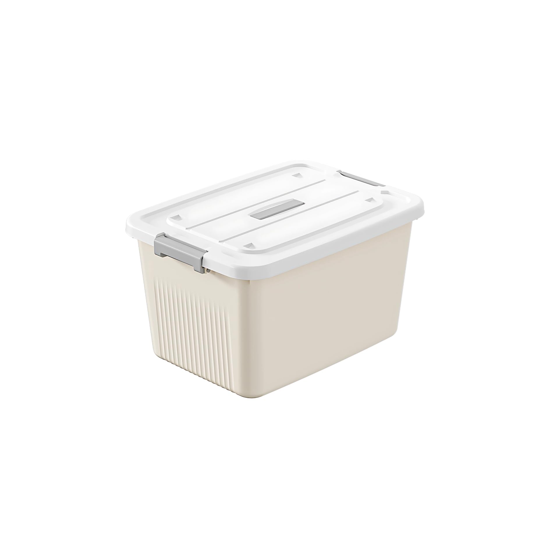 HoopVool Plastic Storage Bin with Locking Lid, Sturdy and Versatile Home Organizer, Available in Multiple Color And Size. (CREAM, PACK OF - 1, SMALL - 11.8 X 7 X 4.3 INCH)-picture-10