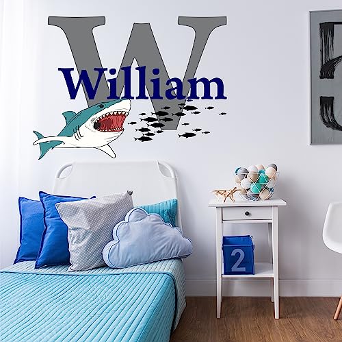 Vinilo decorativo nombre personalizado tiburón tamaño mediano miniatura 5