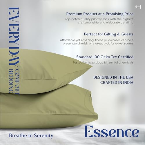 Image of Mayfair Linen Organic Cotton Queen Pillow Cases Set of 2, Soft, Sage Green