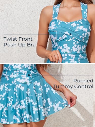 MiYang Women's Swimwear One Piece Slimming Skirt Tummy Control Swimdress Bathing Suit3