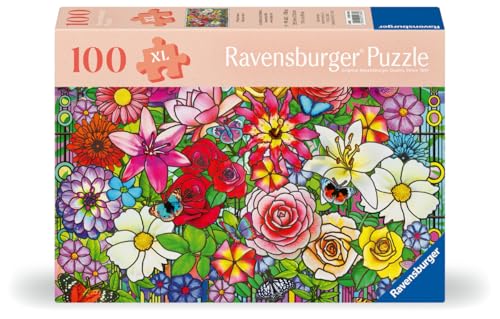 Ravensburger - Puzzle Adulte - 100 pièces - Bien être & Puzzle - Fleurs - Pièces Plus épaisses, Grand modèle d'image et Support Inclus - Puzzle de...