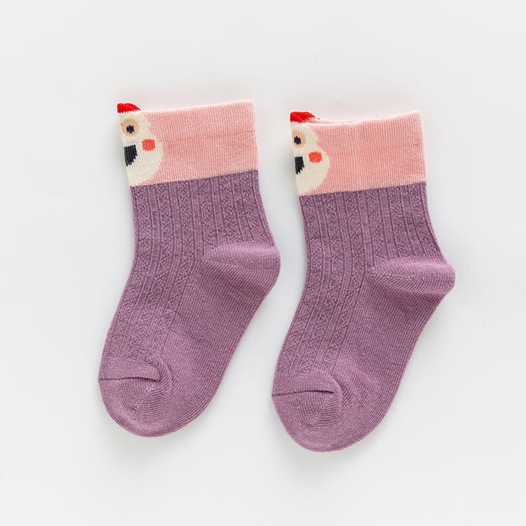 Image of Pink Socks for Girls, Calf length, Soft Pure Cotton, Lightweight & Breathable, 1 to 9 Years, Pack of 5, Designer socks, Gift Option
