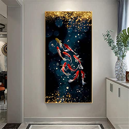 Affiche carpe koï bassin lotus pour décoration murale asiatique