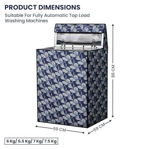 Image of Robustt Top Load Fully Automatic Washing Machine Cover for 6 kg, 6.5 kg, 7kg & 7.5 kg (Printed) | Waterproof & Dustproof Polyester Fabric with Zipper | Protection Cover | 59 x 59 x 86 cm
