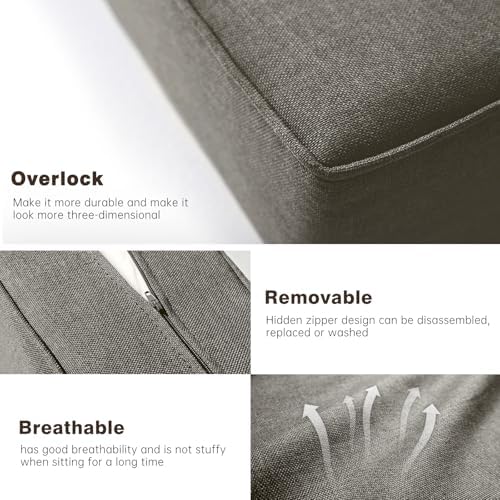 Belord Luxury 6" Thick Outdoor Cushion 4 Set - 24 x24 Inch 28D Sponge Filling Fade-Resistant Chair Cushion, Spill Proof Removable Patio Furniture Replacement Cushion for Sofa Bench - Grey - 5