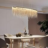 Moooni Post-Modern Rectangle Aluminum Tassel Linear Chandelier Rectangular Pendant Light Fixture for