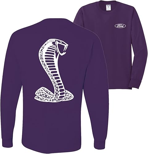 Retro Ford Shelby Cobra Emblem Vintage White Logo Cars and Trucks Front and Back Mens Long Sleeve Shirt