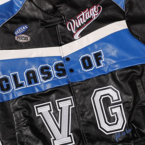 Vamtac Faux Leather Racing Jackets Varsity Bomber Coats Unisex Street With Pockets4