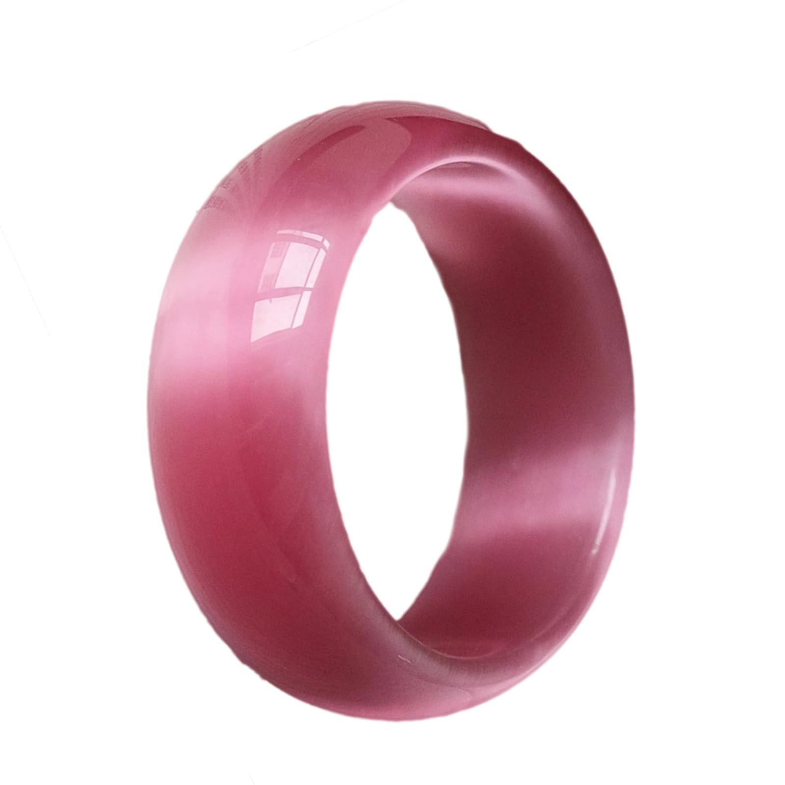 Bracelet jonc jade naturel femme - Large bijou en pierre œil de chat rose