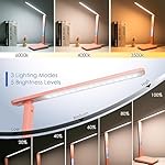 Multifunctional LED Desk Lamp with Wireless Charger,USB Charging Port,Clock,Phone Holder,Desk Lamps for Home Office,Eye-Caring Reading Lamp,Study Lamp for Boys,Girls,Teens,Pink - Image 5