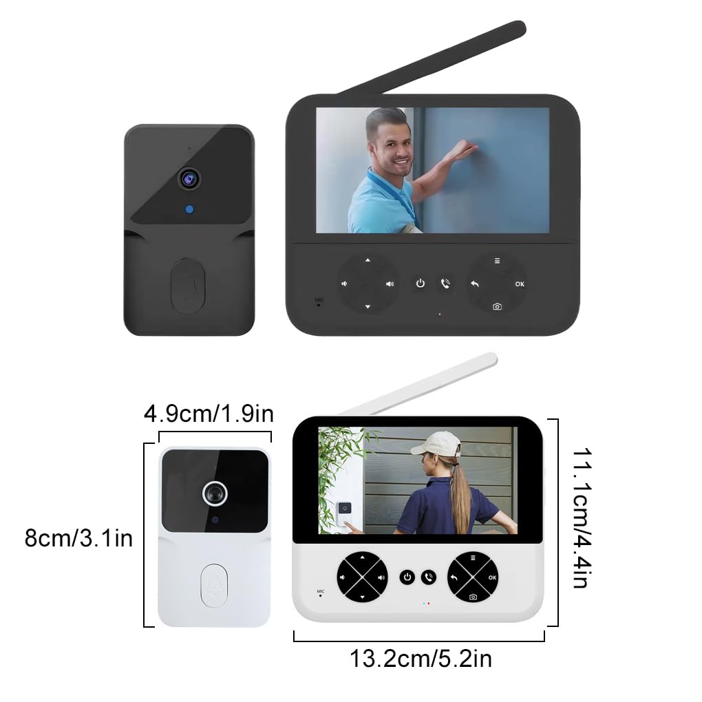 Timbre Visual Inteligente con función de Control Remoto ABS, Timbre con batería y cámara, WiFi, hogar Inteligente inalámbrico, Negro