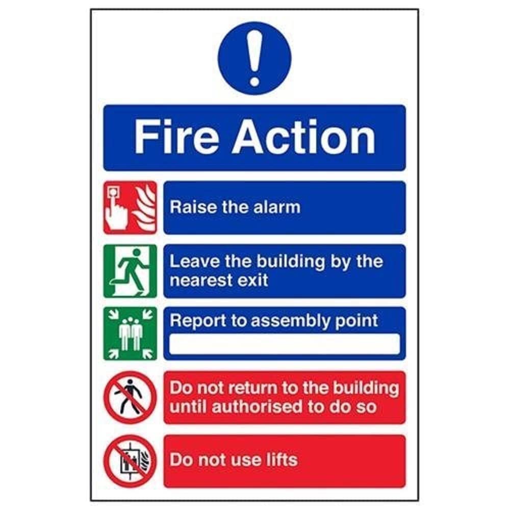 VSafety General Fire Action 5 Message Risks Sign – Ritratto – 210
