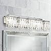 Possini Euro Design Hanging Crystal Modern Wall Light Chrome Silver Metal Hardwired 42 1/2″ Wide 5-Light Fixture Mounted Strand and Prisms for Bathroom Vanity Mirror House Home Hallway Room Decor