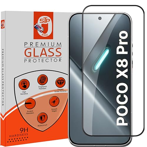 Image of STP FEEL Premium Tempered Glass Screen Protector Guard Compatible For Poco X8 Pro 5G (6.59 Inch, Pack of 1) | Edge to Edge Coverage With Easy to installation kit for Smartphone