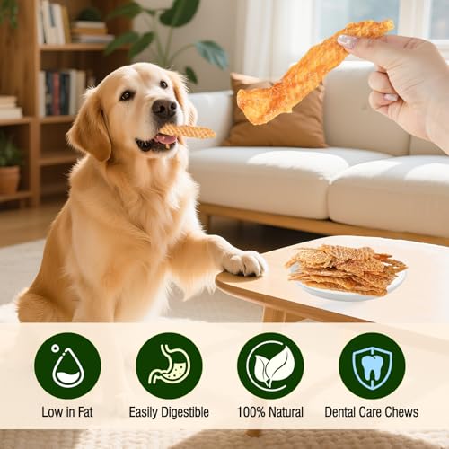 Hühnchen-Jerky-Hundesnacks, hergestellt aus 100% echter Hühnerbrust, Hundetrainingssnacks zum Kauen, gesunde Snacks, proteinreich, gesund und leicht verdaulich