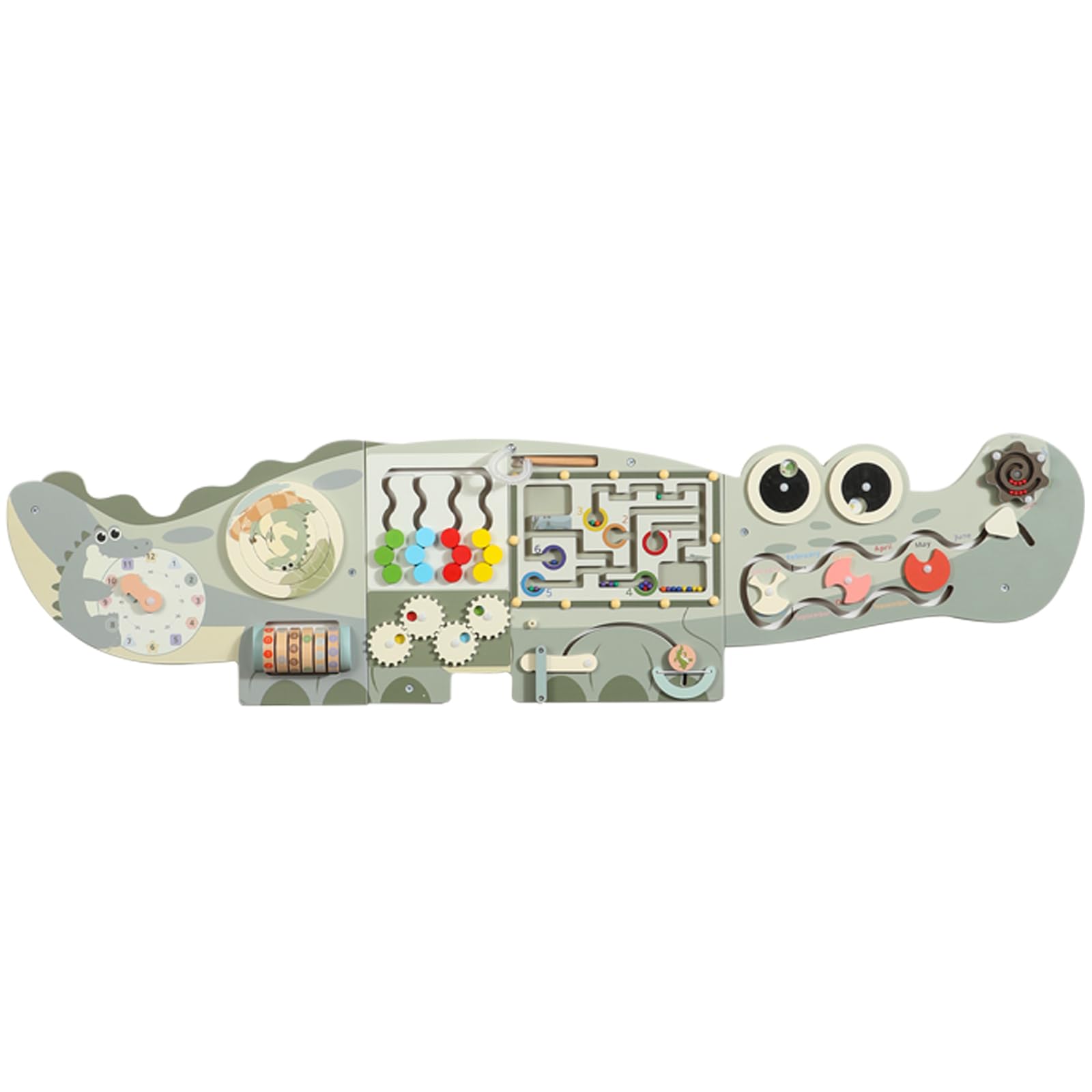 SHIERDU Juego de pared de cocodrilo de madera para niños, juguete educativo Montessori de aprendizaje temprano con laberintos magn