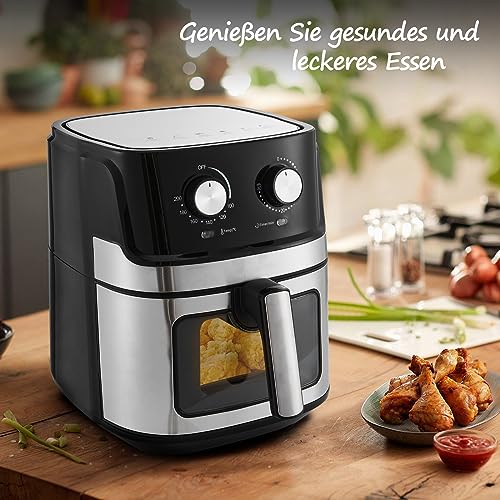CLIPOP Heißluftfritteuse für die Ganze Familie mit Schneller Luftzirkulation 6,5L XL Friteuse Heissluft Fritteusen Air Fryer, 30-Minuten-Timer Antihaftbeschichtung, spülmaschinenfeste Körbe, 1700W – Bild 3