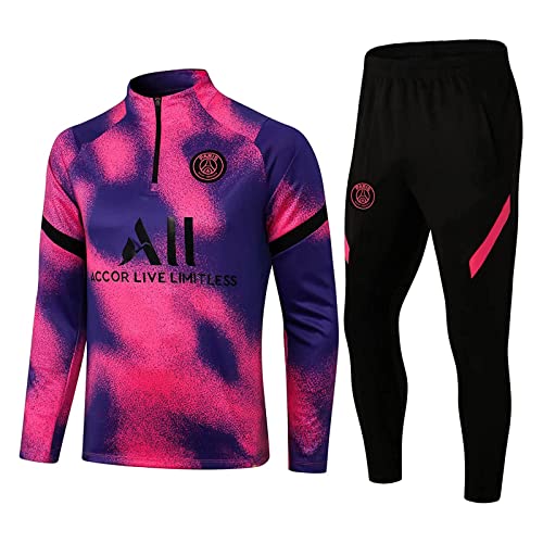SWDYLSLY Survêtement De Football Paris, Vêtements De Sport À Manches Longues pour Hommes, Survêtement De Course Football Entraînement Sportif Fitness Pantalons De Survêtement, Rose, S/Small
