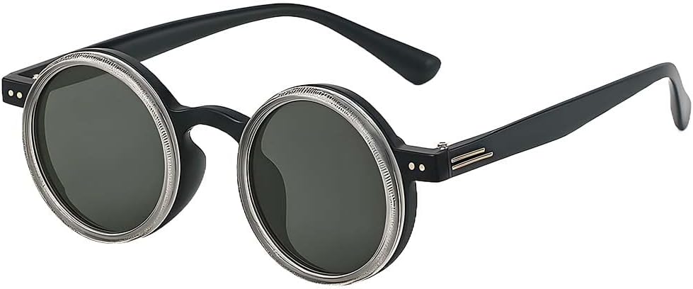 Adjustable Tint Sunglasses Round Polarized with Built-In ND Filter,Adjustable Retro Sunglasses for Men 1-9 Gears Manual