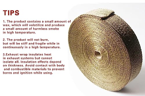 Image of LEDAUT 2 inchx 100'Titanium Exhaust Heat Wrap For Car & Motorcycle Exhaust Tape With Stainless Ties