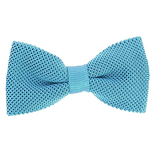 Noeud papillon tricot soie bleu ciel uni cravate tricotée d'Italie