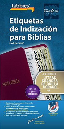 Tabbies Catholic Spanish Large Print Gold-Edged Bible Indexing Tabs, Old & New Testament + Catholic Books, 96 Tabs Inc. 77 Books & 25 Ref. Tabs (58337)