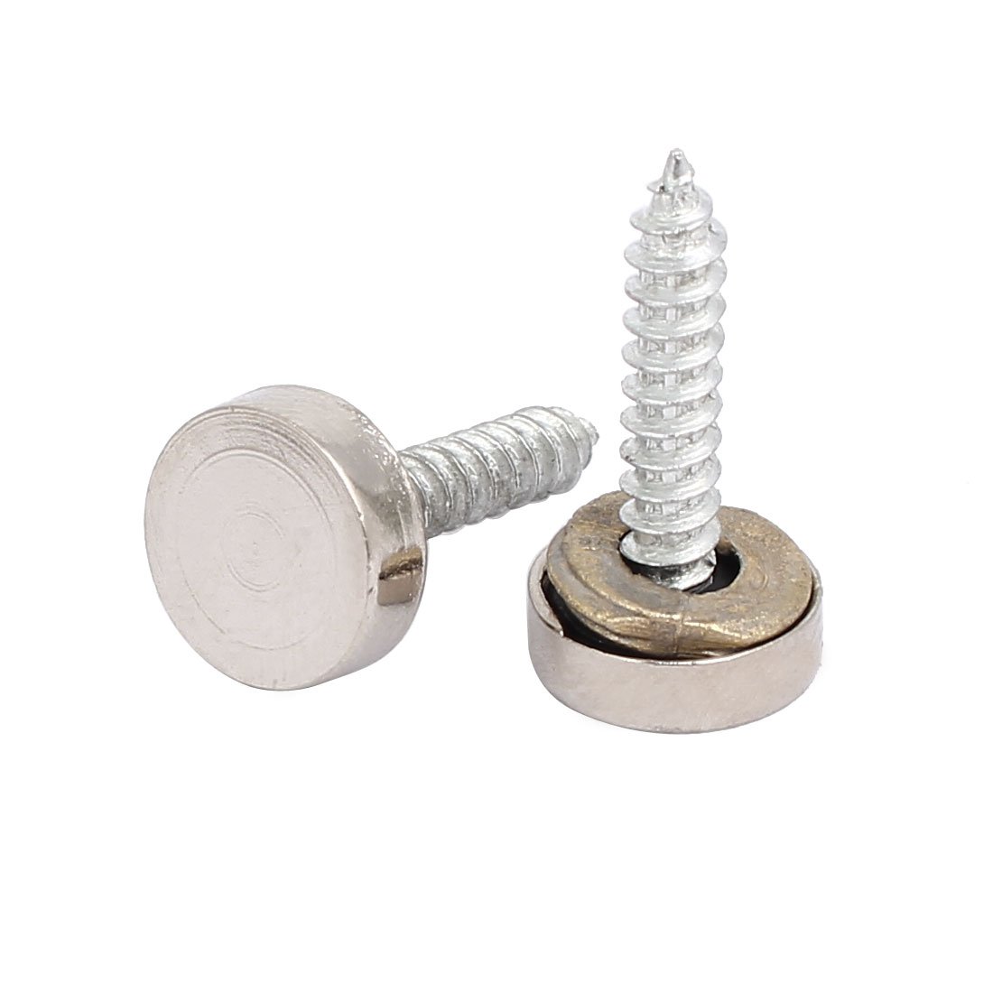 Aexit 10mm Diameter Quality Parts Cap Advertising Glass Mirror Screw Nail Silver Tone 8pcs Model:50as328qo761