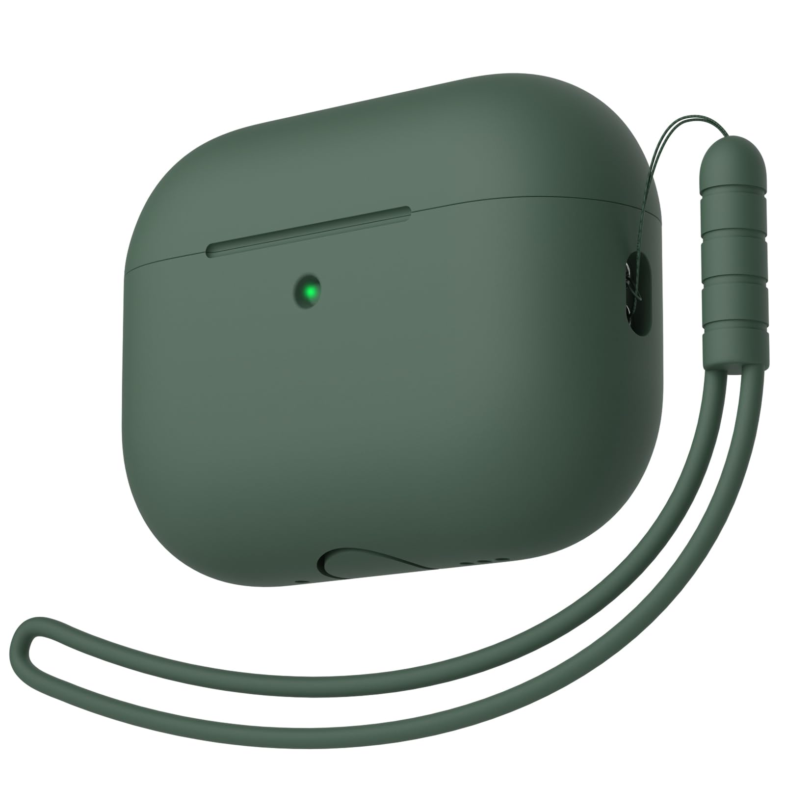 Custodia in Silicone Compatibile con Airpods Pro 3 Generazione Case, Case Cover Protezione Completa in Silicone Morbido per AirPods Pro 3 con Cordino, LED Anteriore Visibile, Deep Green - 1