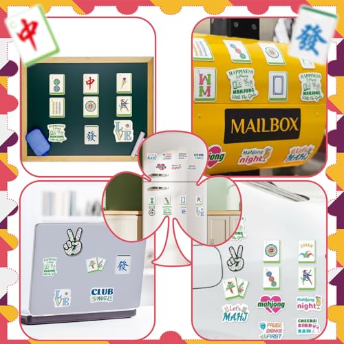 Set de 24 imanes decorativos de Mahjong para refrigerador miniatura 5