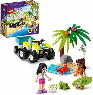LEGO 41697 Friends Turtle Protection Vehicle, Sea Animal Rescue Toy for Kids 6 plus Years Old, Beach ATV Car with Trailer Building Set, Stocking Filler Idea