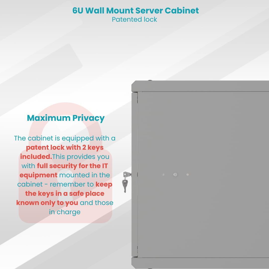 Armoire Réseau 19 Pouces - Baie Informatique 6U - Baie de Brassage pour Montage Mural - Capacité de Charge 40 kg - Profondeur 450 mm - Armoire Informatique - Gris