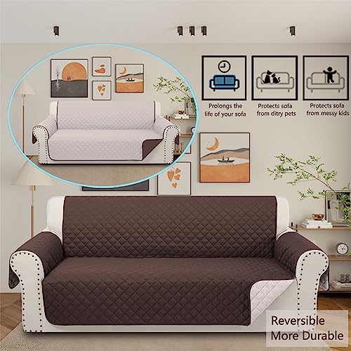 Luxshare Home Reversible Couch Cover For Dogs Sofa Covers For 3 Cushion Couch,Furniture Covers For Pets, Dog Couch Cover Protector With Elastic Straps Water Resistant (Sofa,Chocolate/Beige) #TOP1
