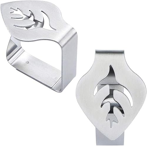 Vista 5 de MIAO JIN 8 clips de acero inoxidable para mantel en forma de hoja, clip de tela ajustable, soporte para mantel, abrazaderas para cubierta de mesa