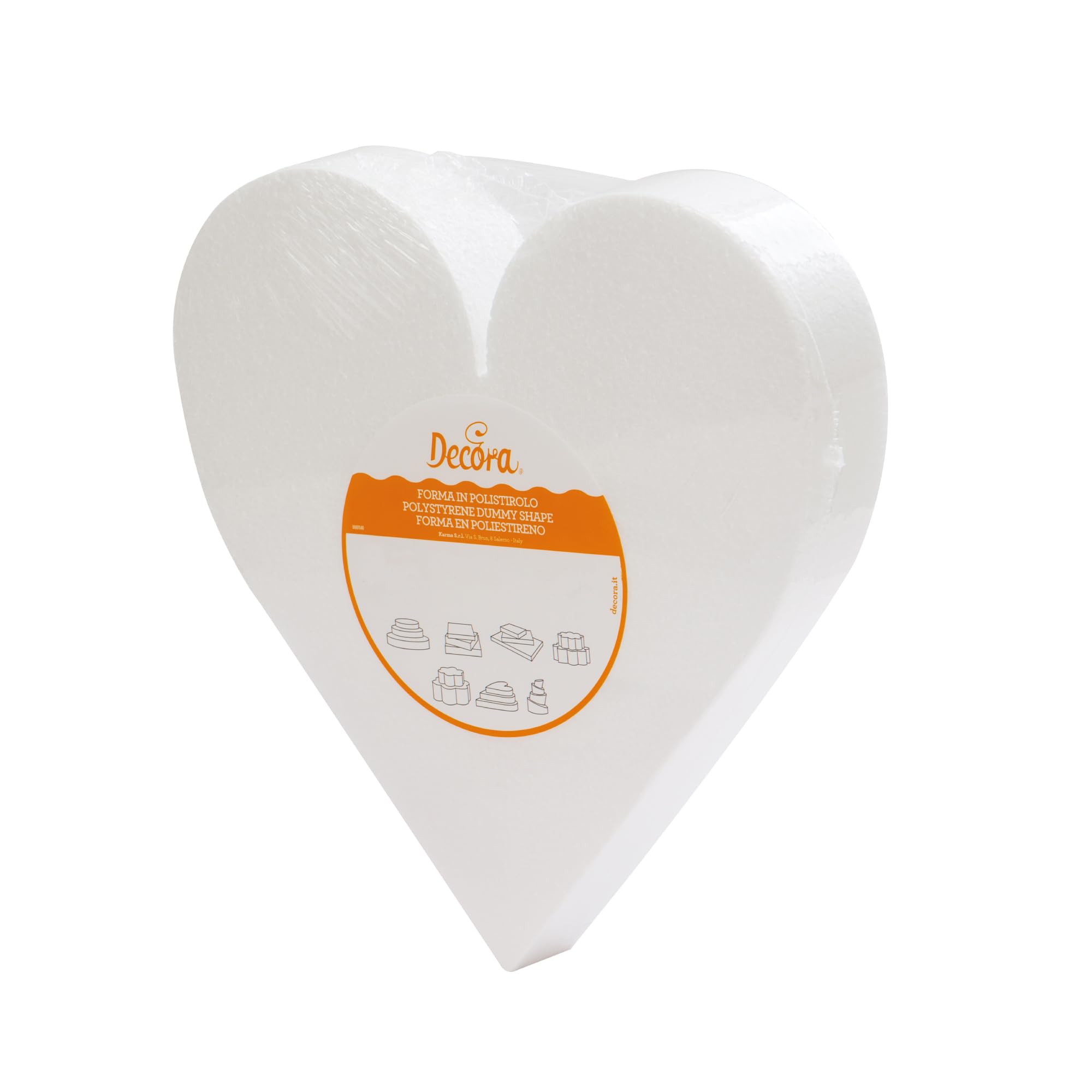 Decora 0174031 Basi a forma di cuore in polistirolo ideali per esercitazioni e per realizzare torte a piani dall'aspetto perfetto, Dim. 40 X H 7,5 CM