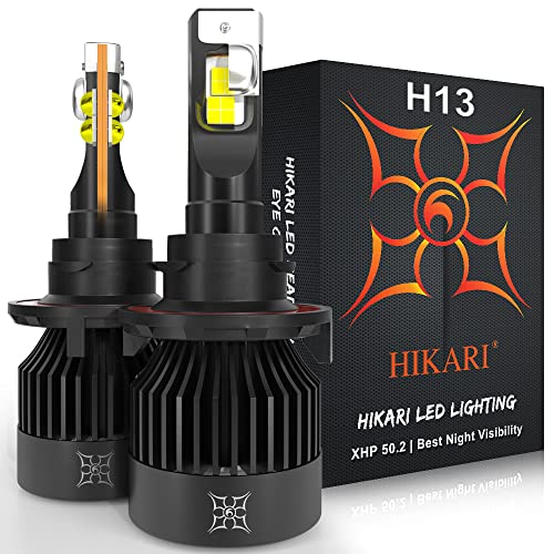 HIKARI VisionPlus H13/9008 LED Bulbs,15000LM,Dual Beam,30W TOP XHP50.2 LED Equivalent to 100W Ordinary LED,High Lumens LED Kit,Canbus Ready,IP68 Waterproof,Halogen Upgrade Replacement,6000K White