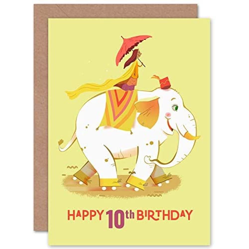 Wee Blue Coo Elephant Skates Birthday 10th Greetings Card