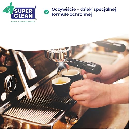SUPER CLEAN 2 × 1L Uniwersalny Odkamieniacz Ekspres do kawy | Płynny | Do wszystkich maszyn i marek | 20 × odkamienianie | Skuteczny odkamieniacz do ekspresów, czajników i pryszniców