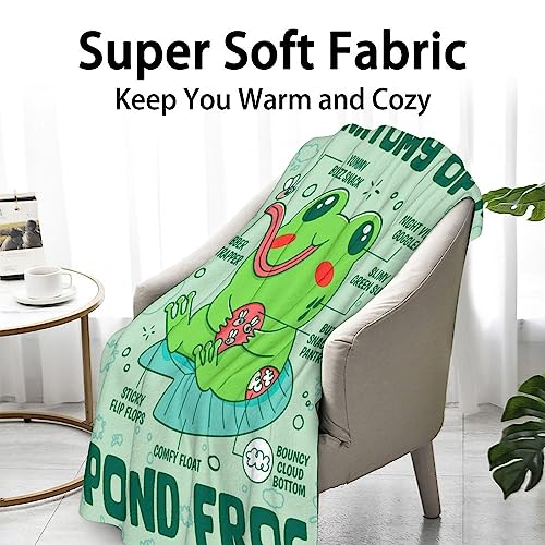 Frog Throw Blanket for Girls Boys - 40x50 Inches Crib Size - Soft Fluffy Cozy Blankets Gift - Sage Green Funny Blanket Throws for Travel, Office