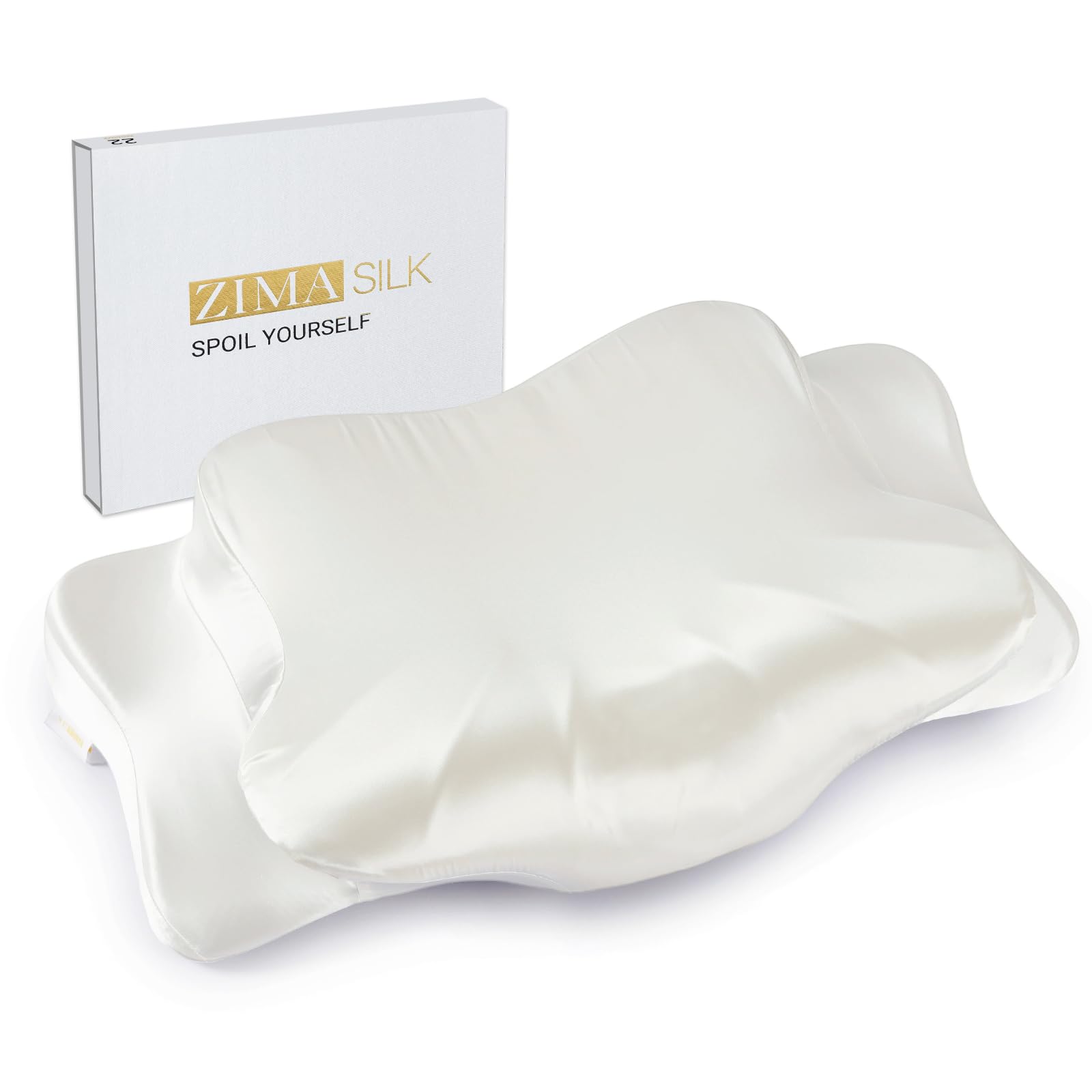 ZIMASILK 22 Momme Mulberry Silk Cervical Pillow Case, Ivory