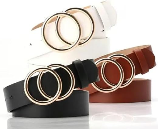 HAPANI FASHION Women Faux Leather Belt Pack of 3 Adjustable Waist Accessories for Dresses Jeans Skirts and Casual Outfits ...