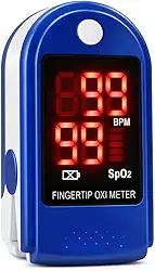 Oxímetro Digital de Dedo Azul e Branco – Medição de SpO₂ e Frequência Cardíaca – Uso Profissional e Doméstico