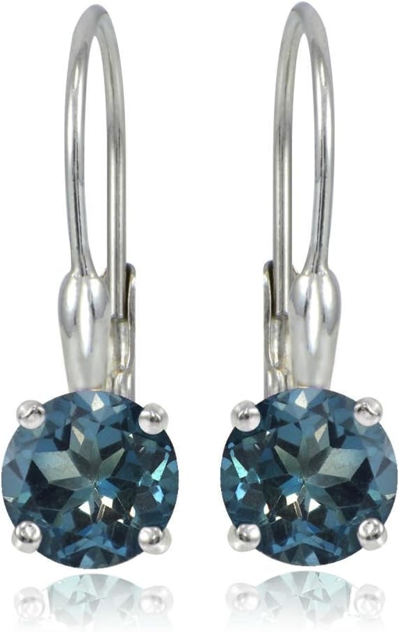 Earrings for Women – Birthstone Earrings – Genuine or Synthetic Gemstone Earrings – 6mm Round Solitaire Leverback Earrings – Drop Earrings – Sterling Silver Earrings or Gold Flash Silver Earrings - Image 4