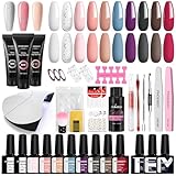 Kit Uñas Semipermanente Phoenixy 3 Colores Kit Gel de Extensión de Uñas +10 Colores Pintauñas Semipermanentes Kit Uñas de Gel Completo con 36W U V/LED Lámpara, Set Manicura Semipermanente