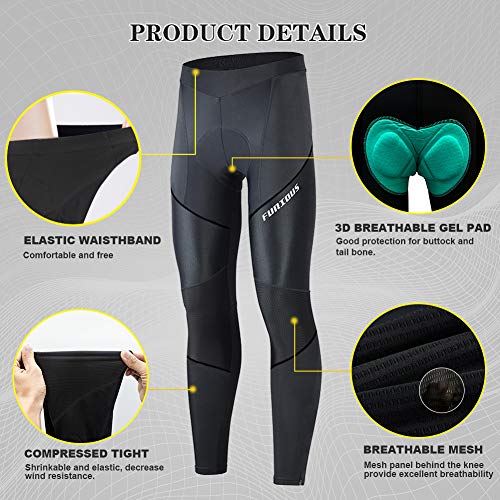 image for FEIXIANG Cycling Pants for Men, 3D Padded Long Bike Compression Tights