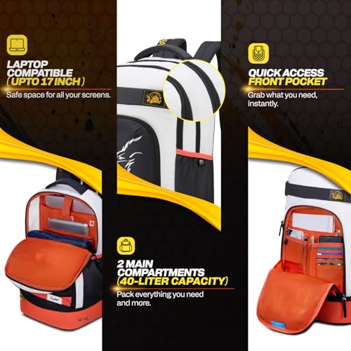 Image of Skybags Namma 16.5 inch Compatible Laptop Backpack 40L | 2 Compartments with Quick-Access Front Pocket & Rain Cover | Tablet Sleeve & Side Bottle Pocket | CSK Travel Backpack for Men & Women