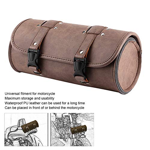 Bolsa lateral rígida estilo retro de cuero PU marrón para ATV con correas de montaje desmontables miniatura 7