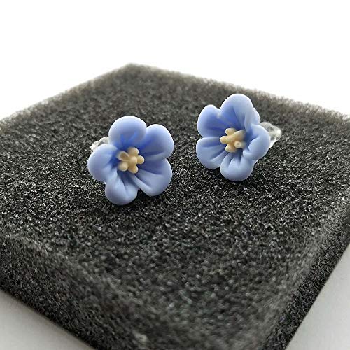 Handmade Floral Jewelry Forget-Me-Not Earrings, Blue Forget Me Not Flowers Stud Earring Women Girls Gift For Her #TOP2