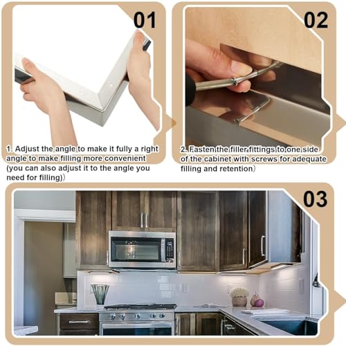 Image of 2 Pieces Stainless Steel Microwave Trim Kit 3'' Wide Built in Microwave Side Panel Filler Kit for Range Kitchen Countertop Oven with Screws 15.75 inch H x 11 inch D(Silver)