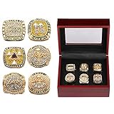 ★6-teiliges Set: 2016 (Kobe Bryant) Ruhestand Gedenk Mamba Forever Ring und LA Championship Replica Ring Lakers 2000 2001 2002 2009 2010 Größe 11 mit Holzkiste