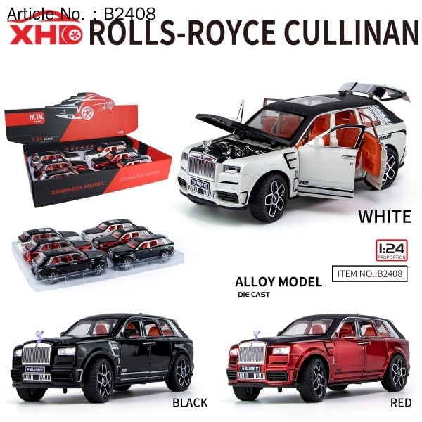 Image of 1:24 Scale Big Rolls Royce Cullinan Masory Toy Car | Metal Pullback Diecast Car for Kids with Openable Doors, Sound, Light Effects Toy for Car (Color As Per Available)